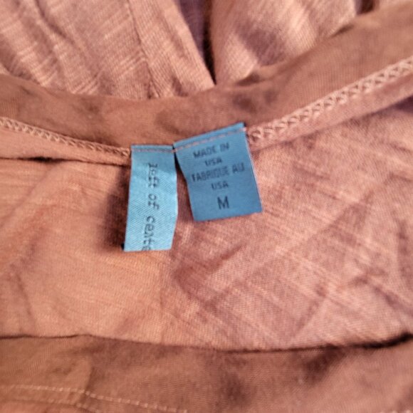 Left Of Center Womens Rust Brown Roll-Tab Sleeve Back Buttons Tunic Top Medium - Picture 4 of 10
